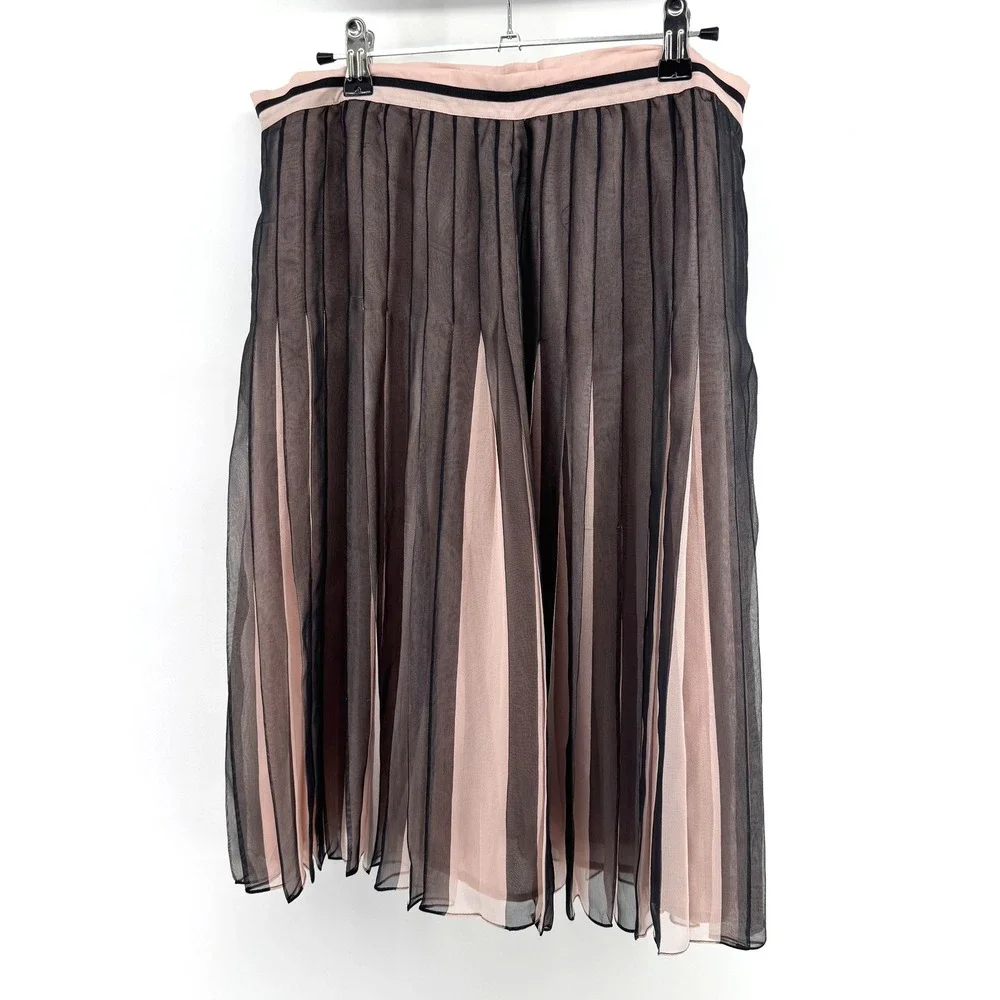 Silk Pleated Skirt Women 12 Black Pink Midi Accordion Feminine Coquette Romantic